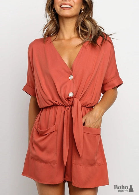 Red & Green Boho Jumpsuit Nina